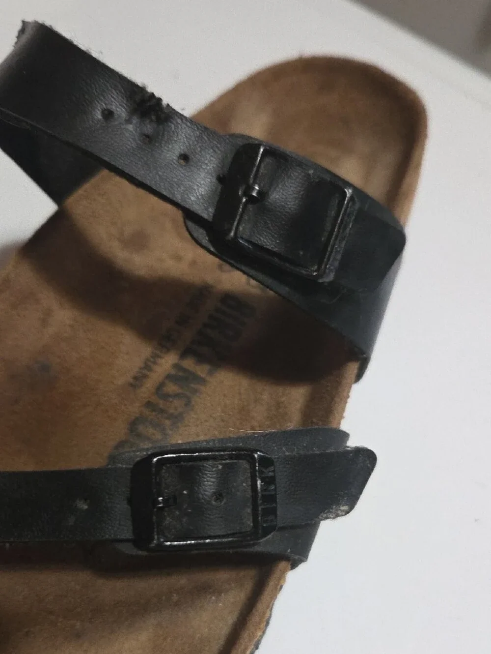 Birkenstock Black Leather Strappy Slide Sandals